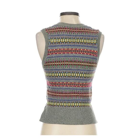 Polo Ralph Lauren Sweater Vest Fair Isle Cashmere Silk Top Coat Preppy Runway XS - Picture 7 of 13